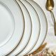 6 Small vintage French plates in golden white Limoges porcelain
