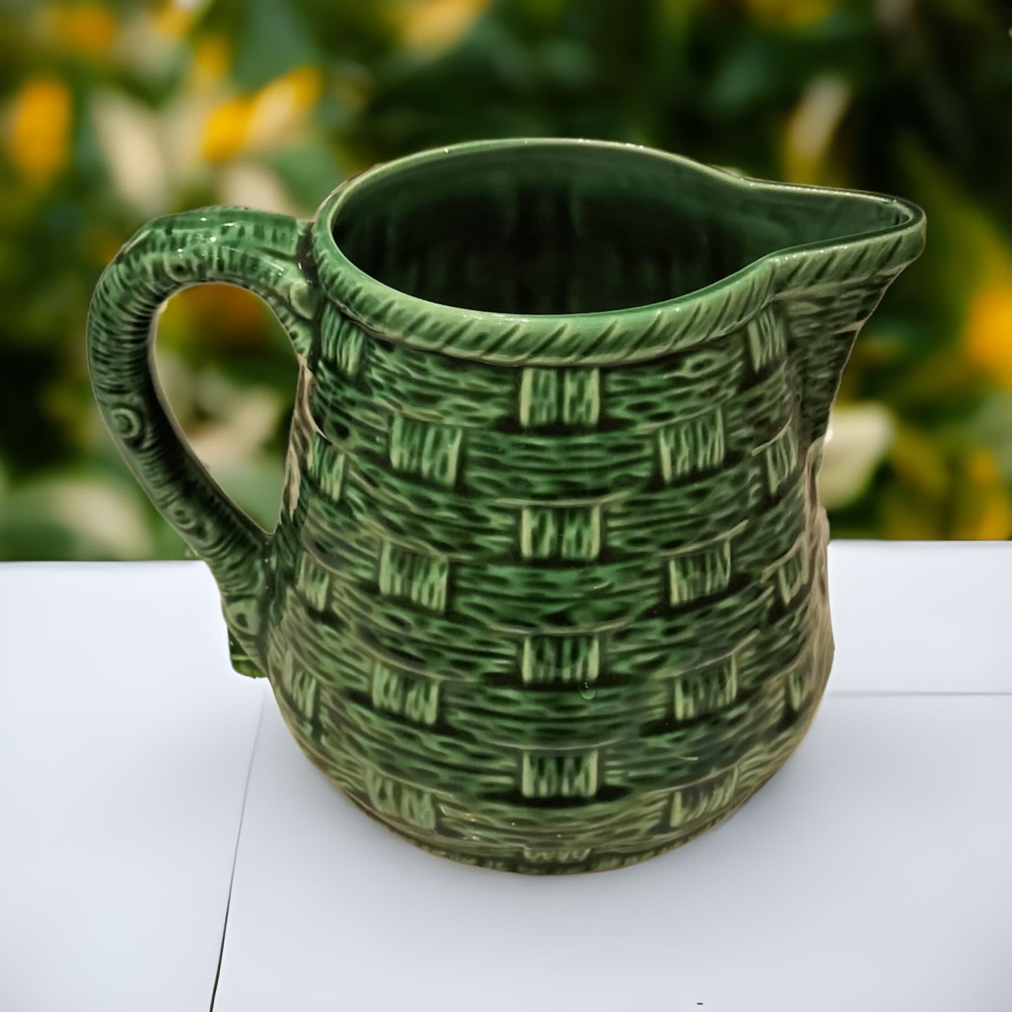 Slurry pitcher digoin sarrreguemines model 7308 green braiding
