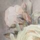 Ernest FOUSSIER 1901 "White roses in a Japanese vase"watercolor signed