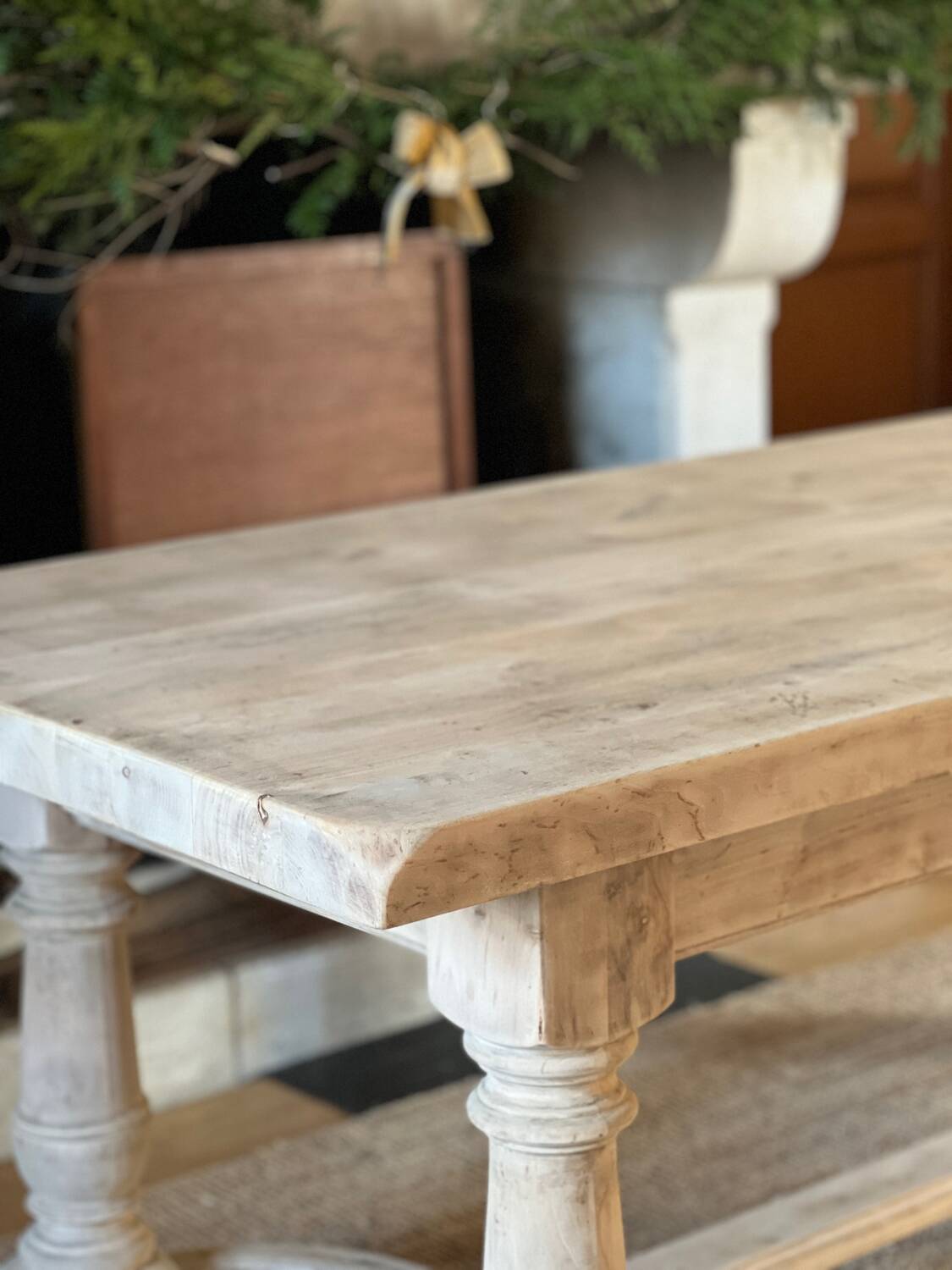 Solid wood farmhouse table