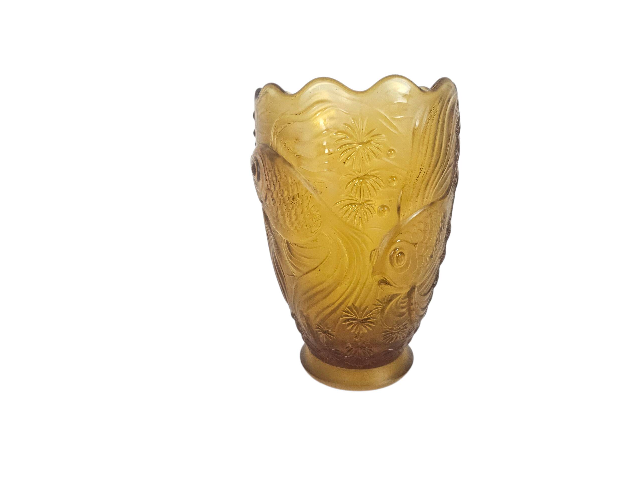 Josef Inwald - Barolac - "Koi Carp" - pressed glass vase - frosted glass -