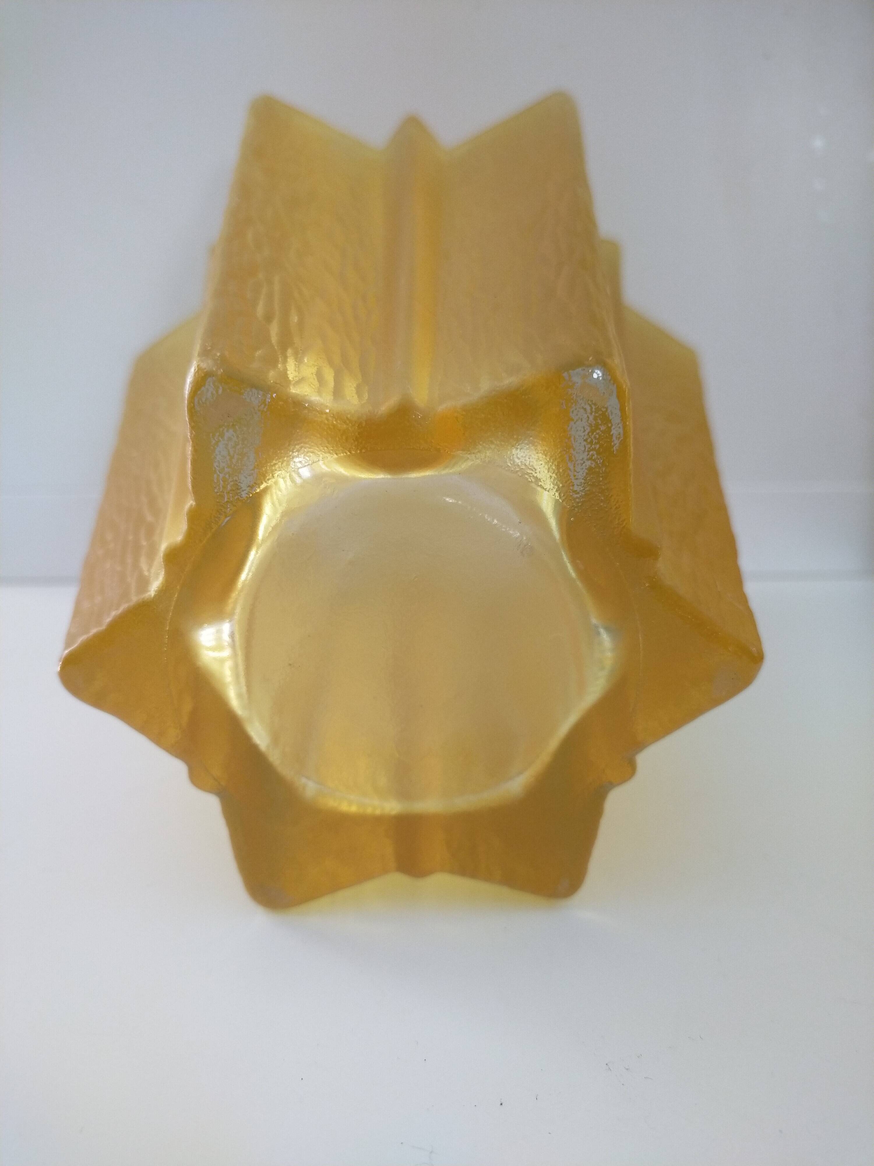 Art Deco yellow glass star-shaped vase Walther Glas Germany
