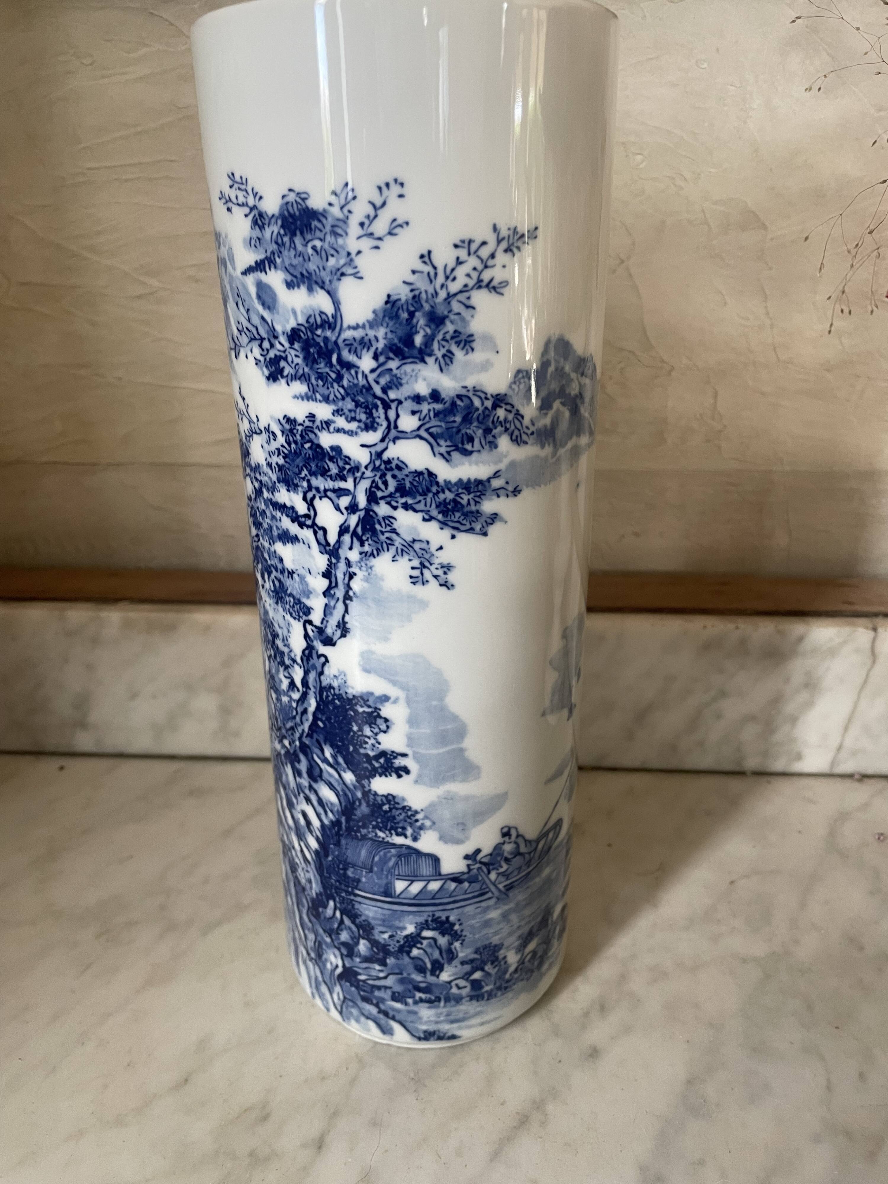 Vintage Japanese ceramic cylinder vase