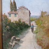 Gino Tommasi Peinture à l'huile sur panneau 1890/1942 Vue toscane