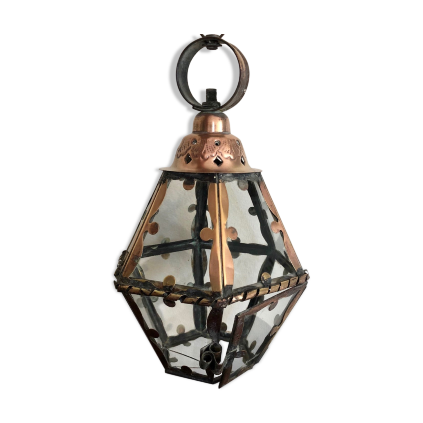 Ancient brass lantern 12 facets