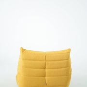 Ensemble de chaise et pouf Togo en tweed jaune