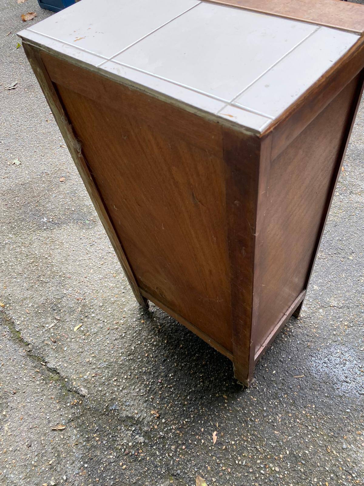 Art Deco chest of drawers in solid wood and tiles with 5 drawers, 1960s