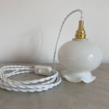 Walking lamp with vintage opaline globe