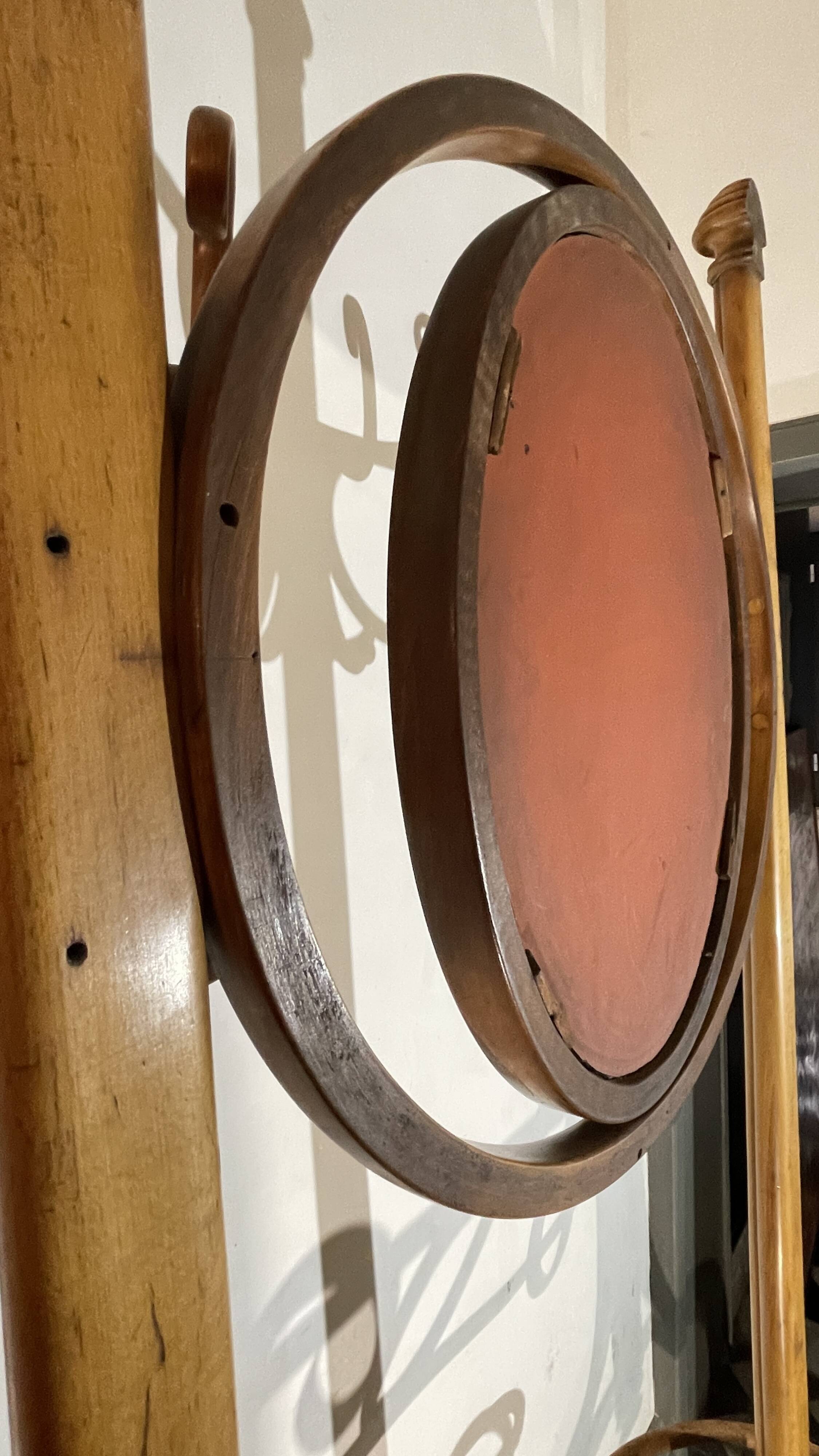 Double curved wood mirror coat rack by michael thonet gebrüder / freres, 1888
