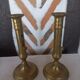 Pair of brass push-button candlesticks