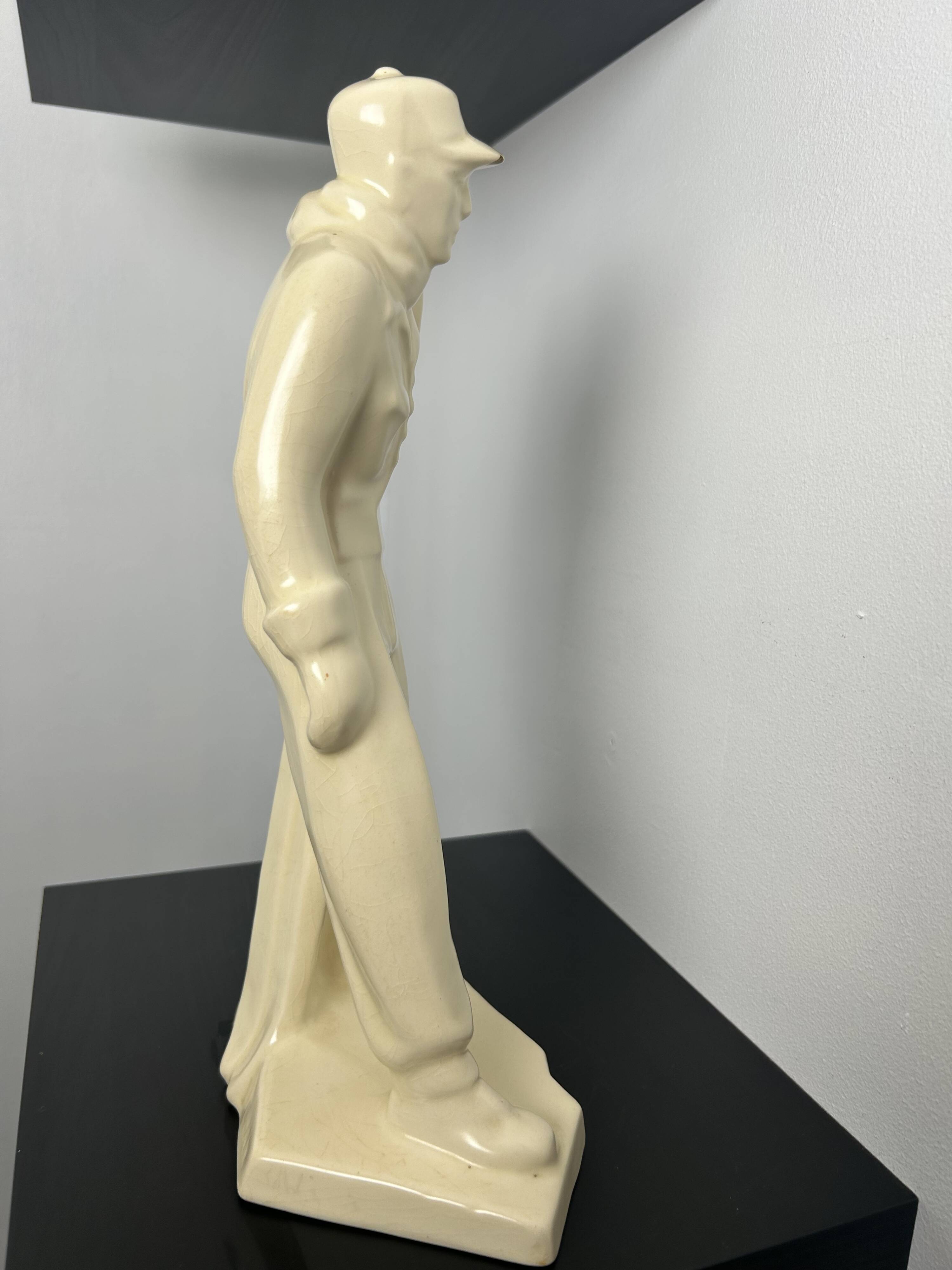 Ceramic sculpture signed Le Jan – Art Deco Skier