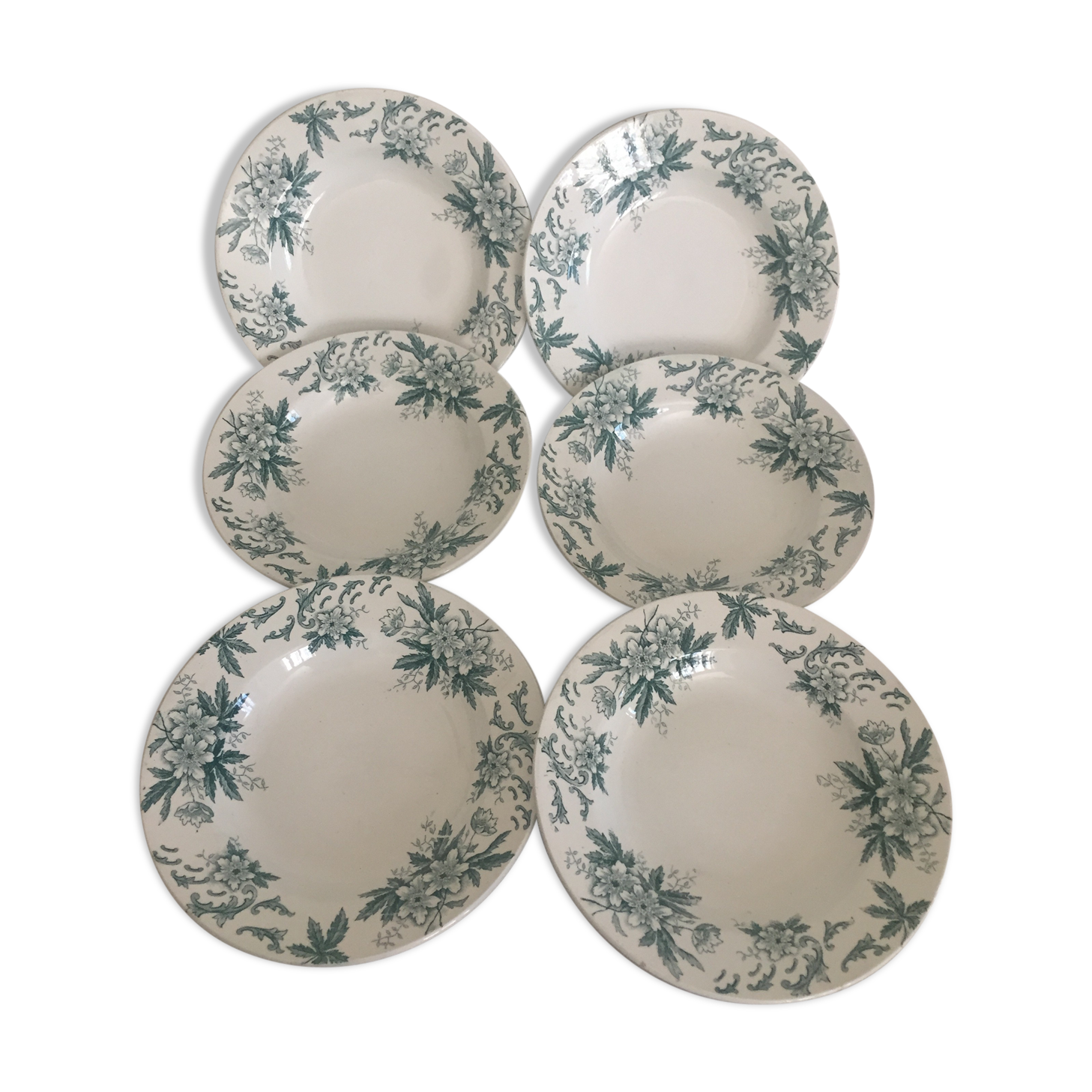 6 hollow plates Saint Amand - Anémone decor