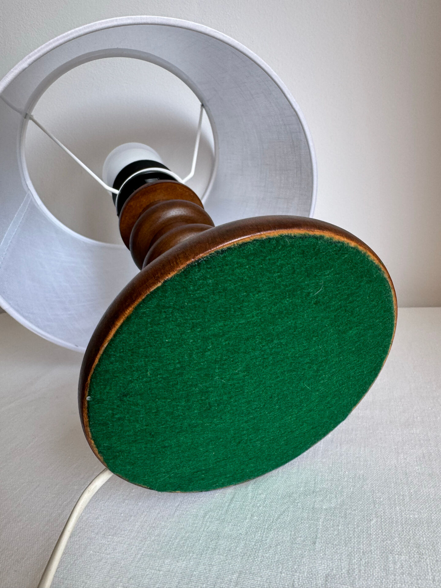 Vintage Mid Century Modern Wood Base Table Lamp