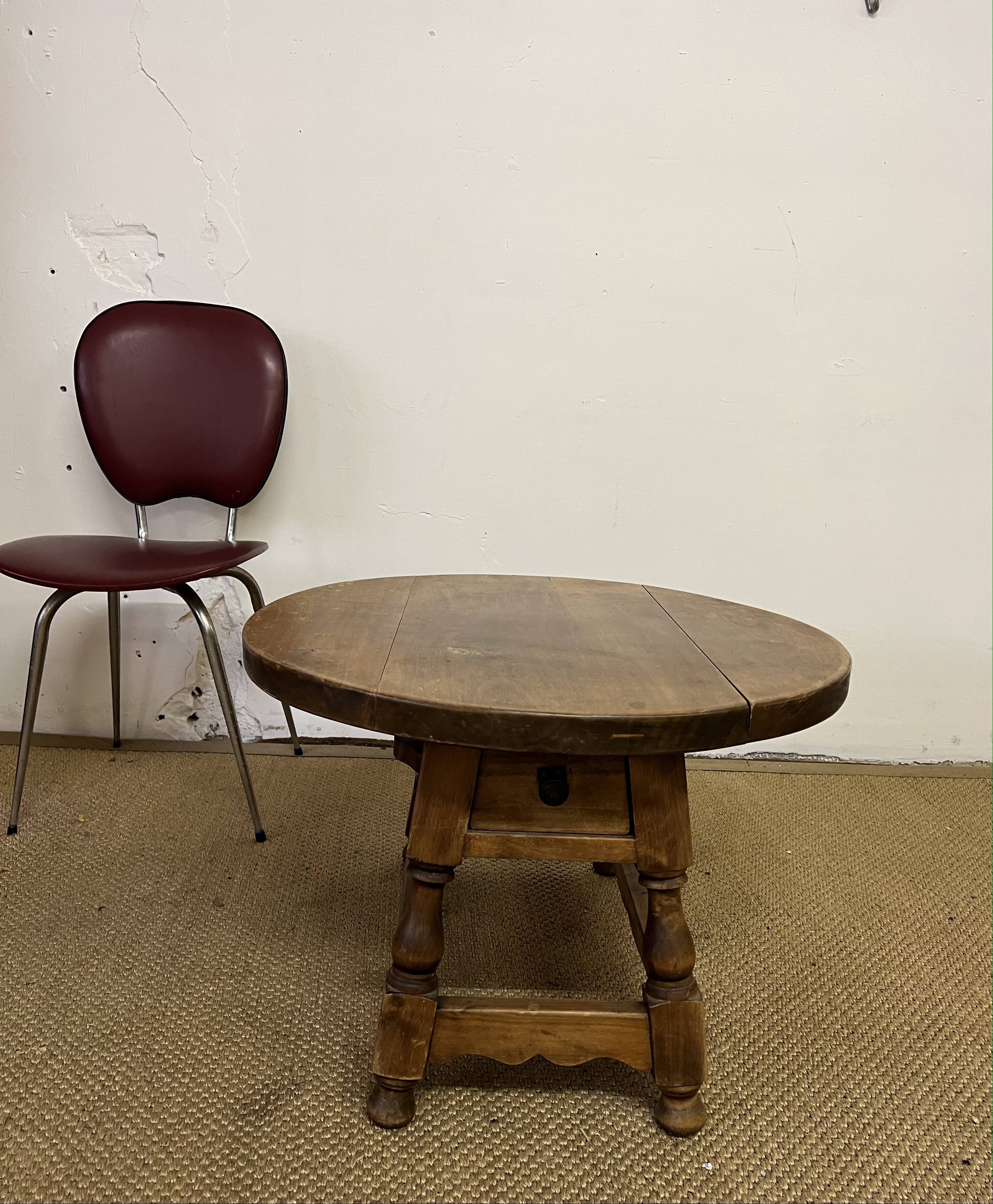 Round wooden coffee table