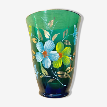 Painted glass vase-50s