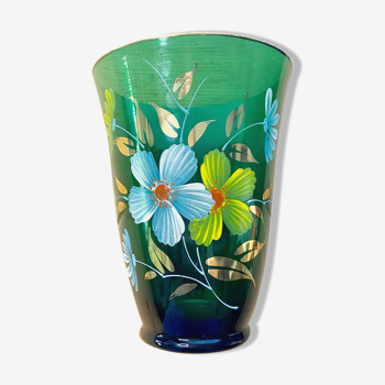 Vase en verre peint-Années 50
