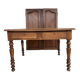 Antique Louis Philippe style desk - mustard yellow leather top