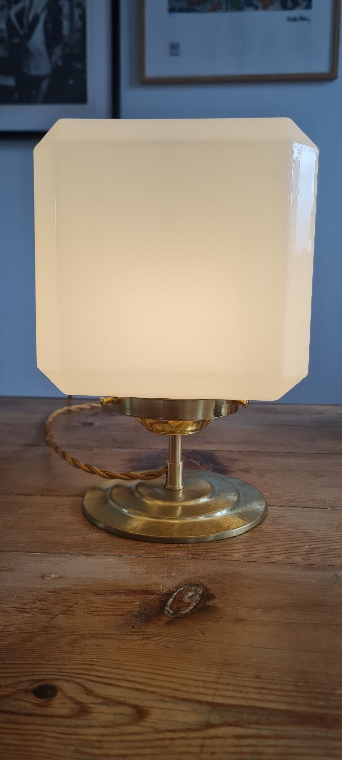 Opal glass table lamp