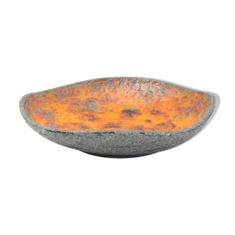 Orange lava glaze vide-poche or centrepiece bowl by Jan van Erp, the netherlands 1960s