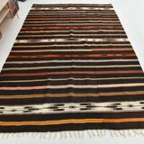 6x10 Dark Brown & Orange Strped Vintage Kilim Rug, 181x305Cm