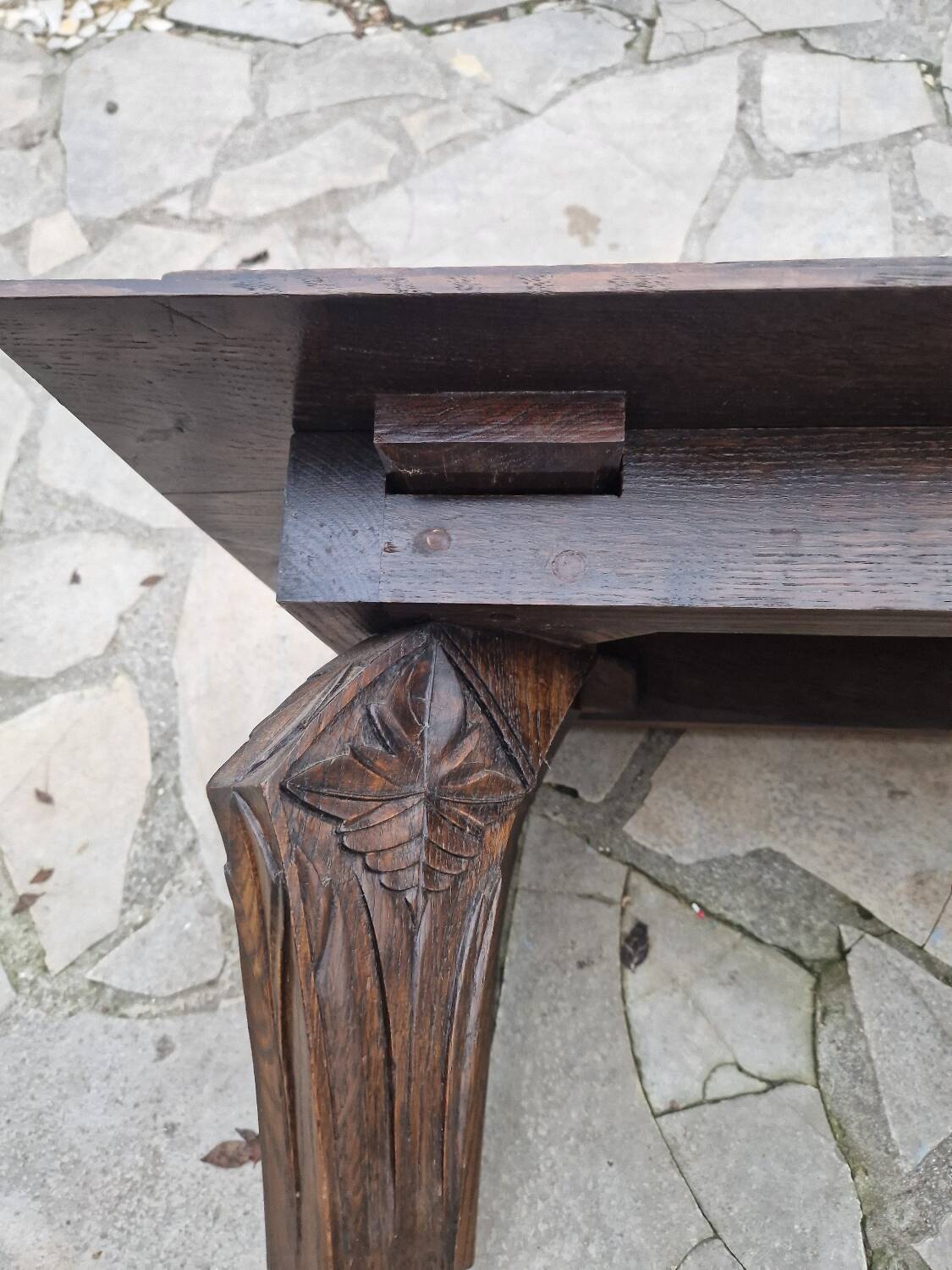 Brutalist coffee table in sculpted oak