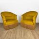 Paire de fauteuil crapauds velours moutarde