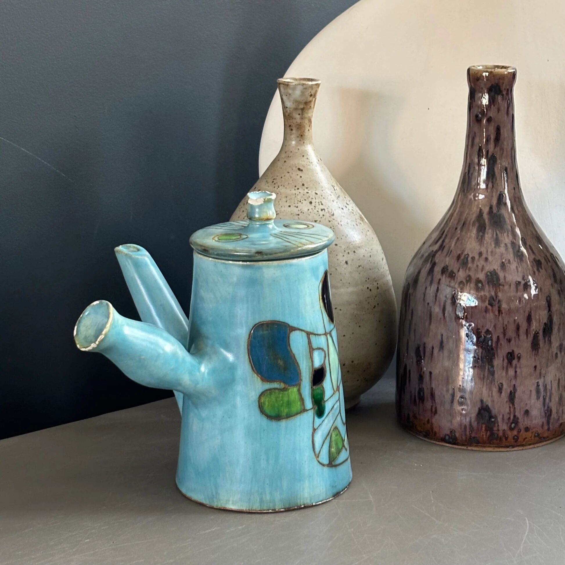 Ceramic teapot by Marie-Christine Treinen - Vallauris - Ref 1396