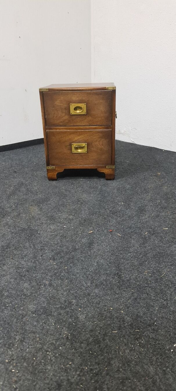 Vintage military campaign wooden bedside table by Reprodux England