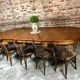 Oval walnut table with 6 legs from 1m12 to 2.94 (4 extensions of 45.5 cm)