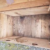 Ancienne malle en bois bombée