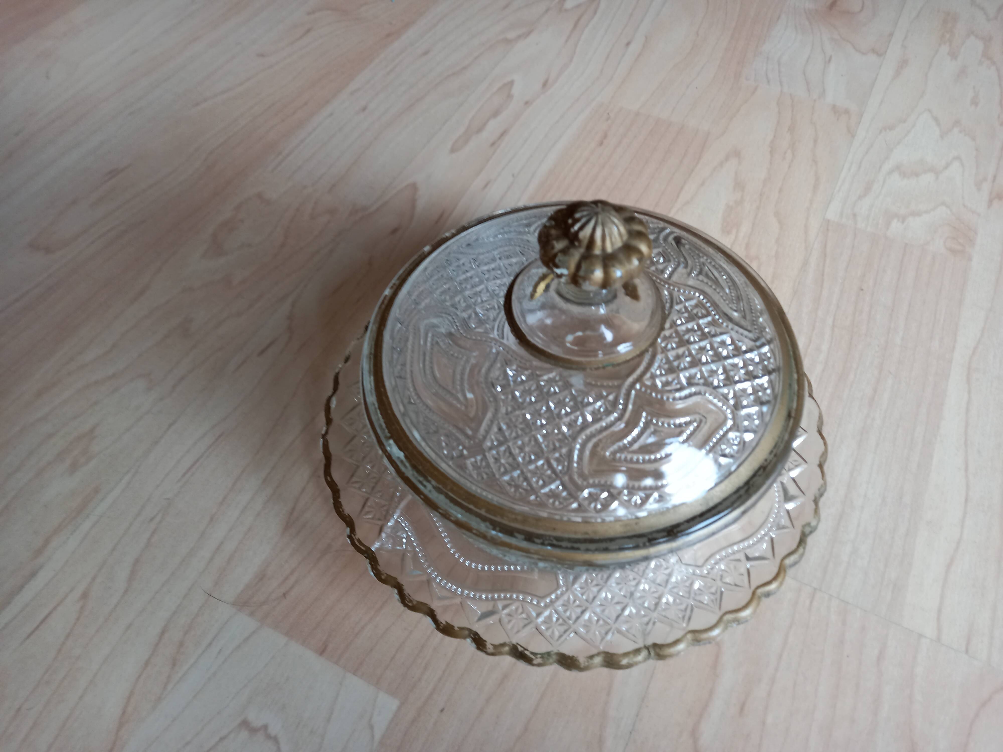 antique glass bowl with lid