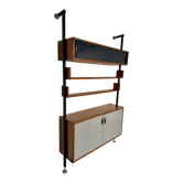 Wall shelf in wood, suspended furniture, French design from the 60s, vintage.