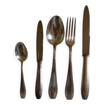Complete silver-plated metal cutlery set in a 62-piece box