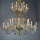 Venetian chandelier in gilded Murano glass, 24 light sources, three tiers, circa 1940.