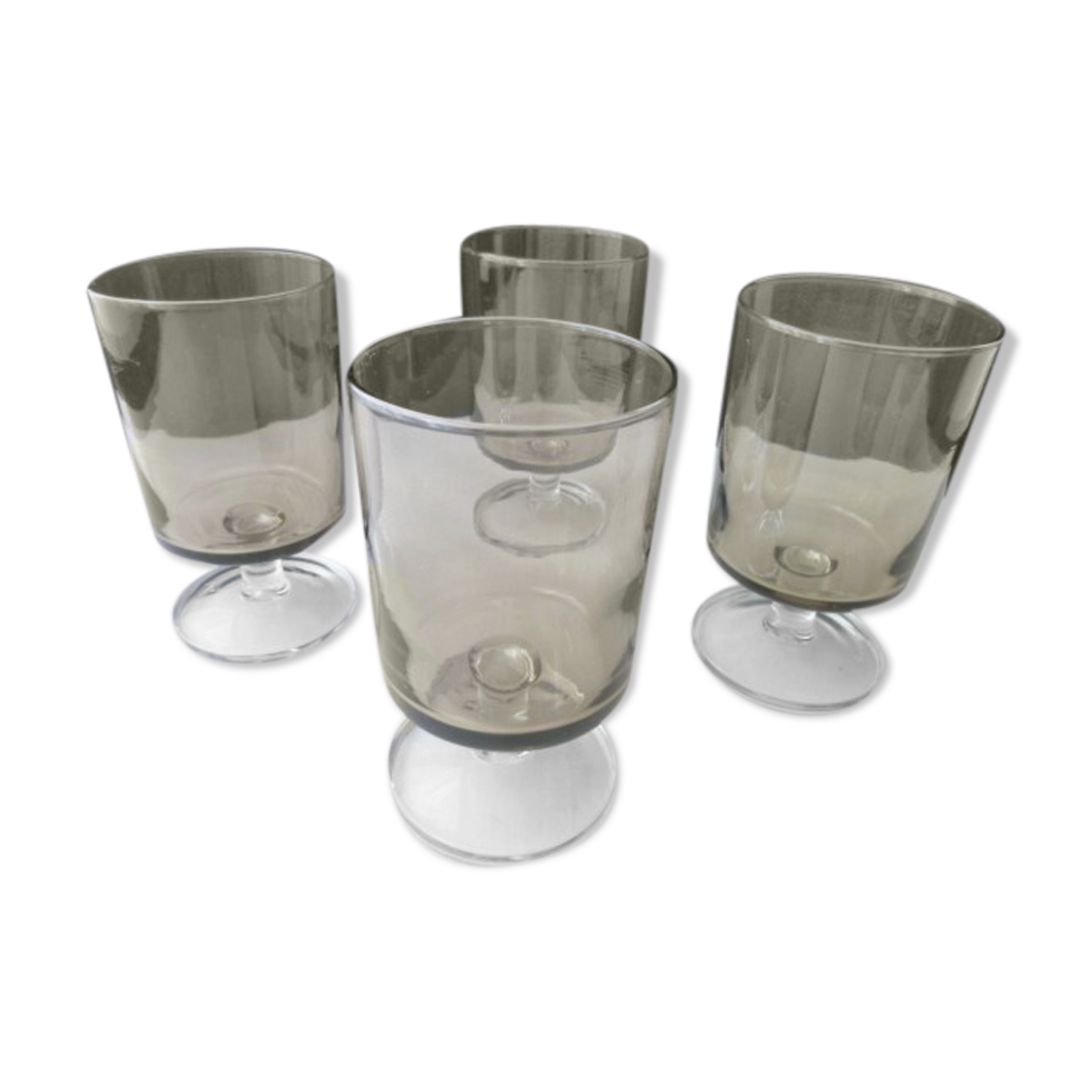 Set of 4 Vintage FootWorms in Luminarc Smoked Glass