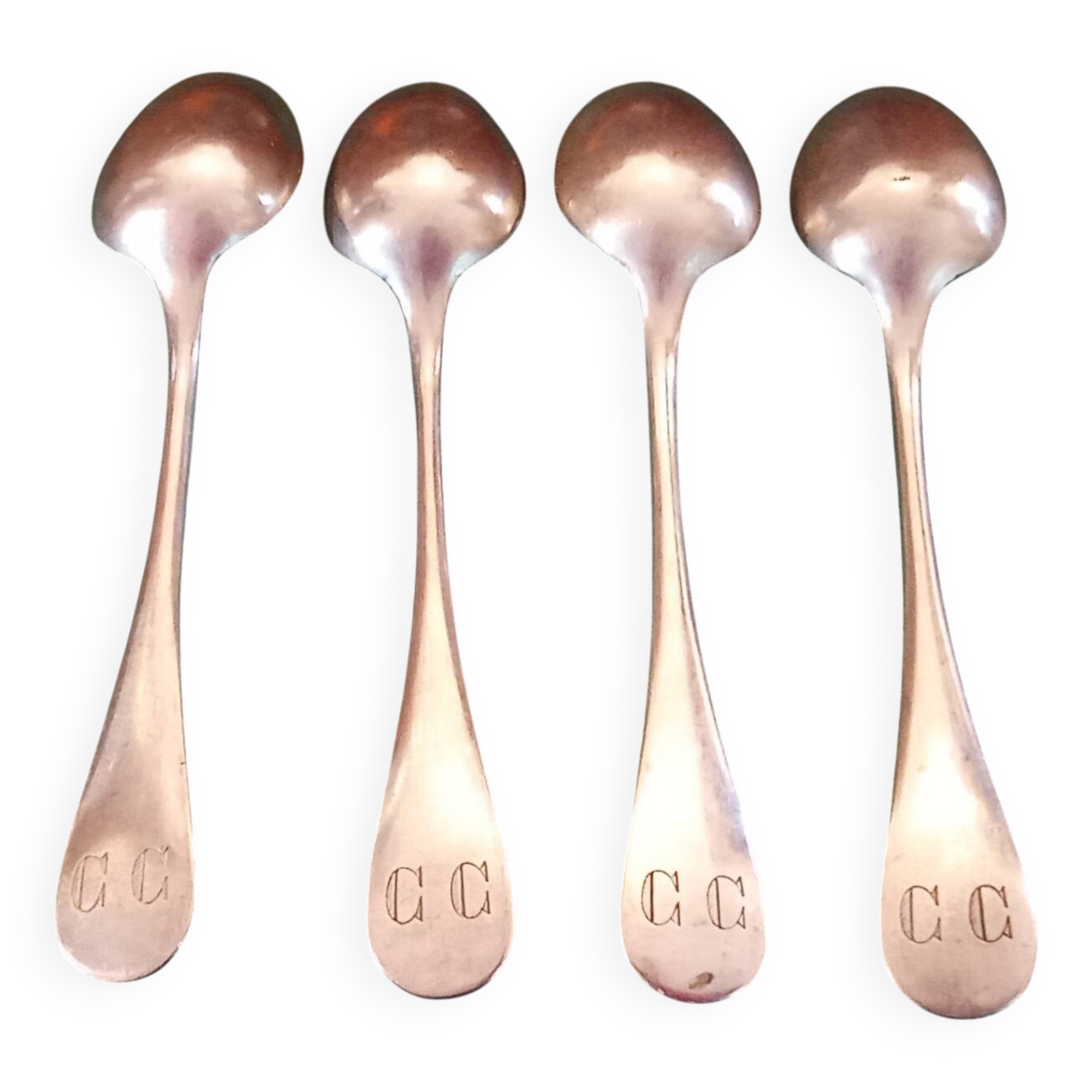 4 old small spoons monogrammed CG Orfèvrerie Christofle