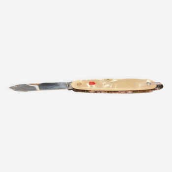 Stainless steel and mother-of-pearl pocket knife