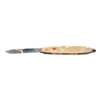 Stainless steel and mother-of-pearl pocket knife