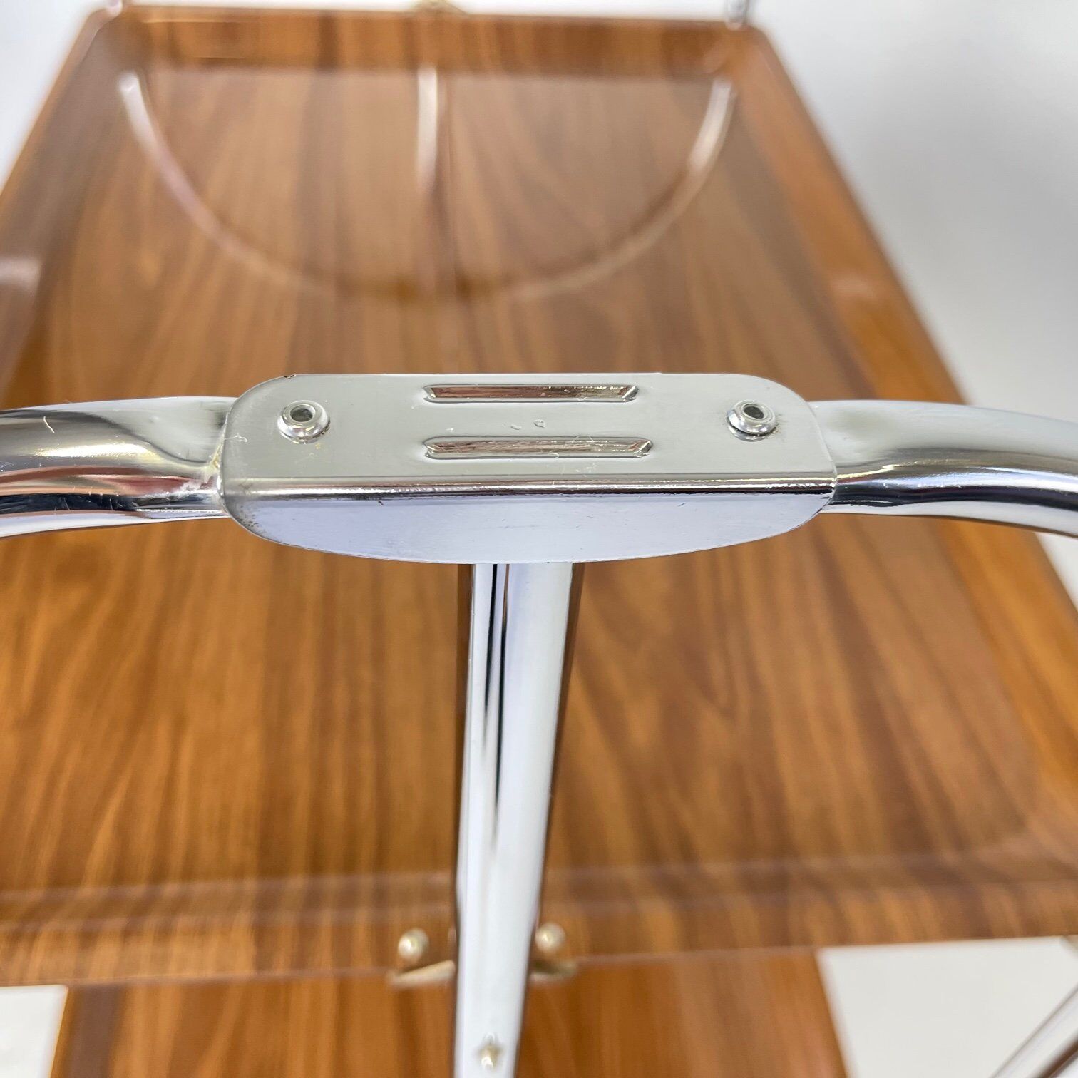 Mid-century Vintage Chrome and Plywood Folding Serving Trolley, 1950's