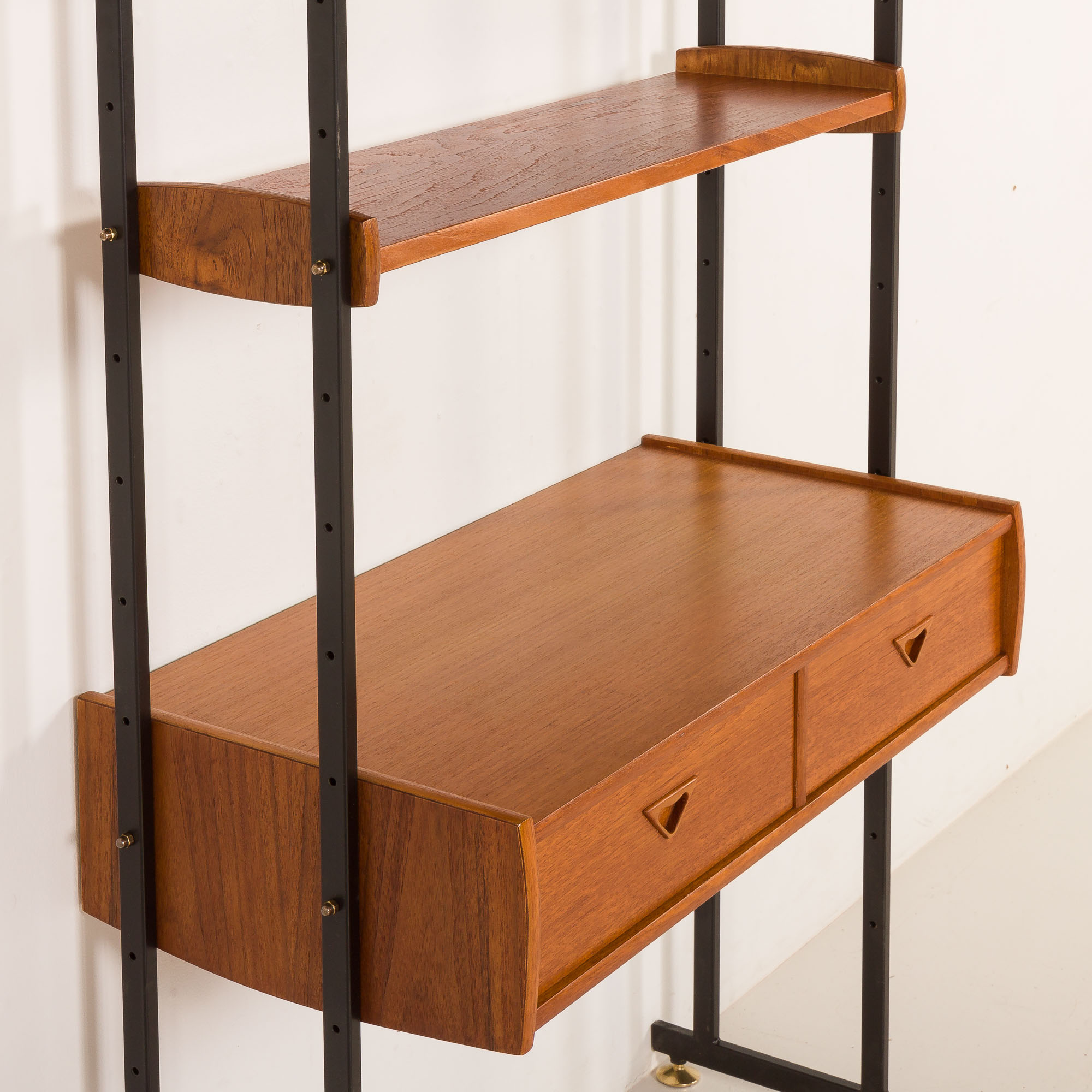 Italian mid-century desk shelving unit in teak, 1960s