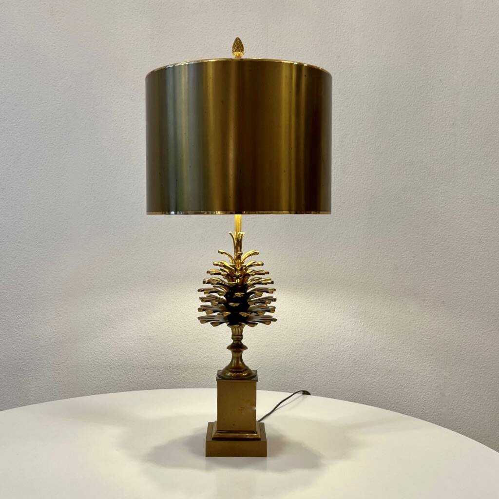 Lampe de table Bronze et Laiton Maison Charles modèle pommes de pin