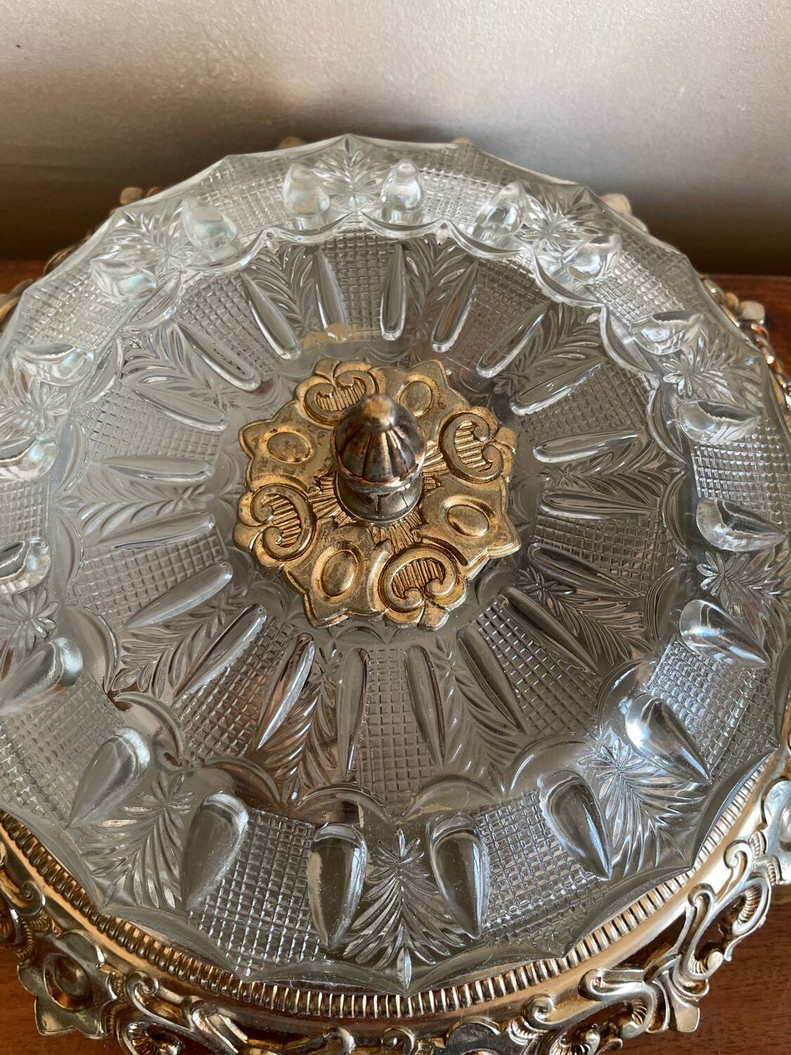 Glass and metal ceiling light