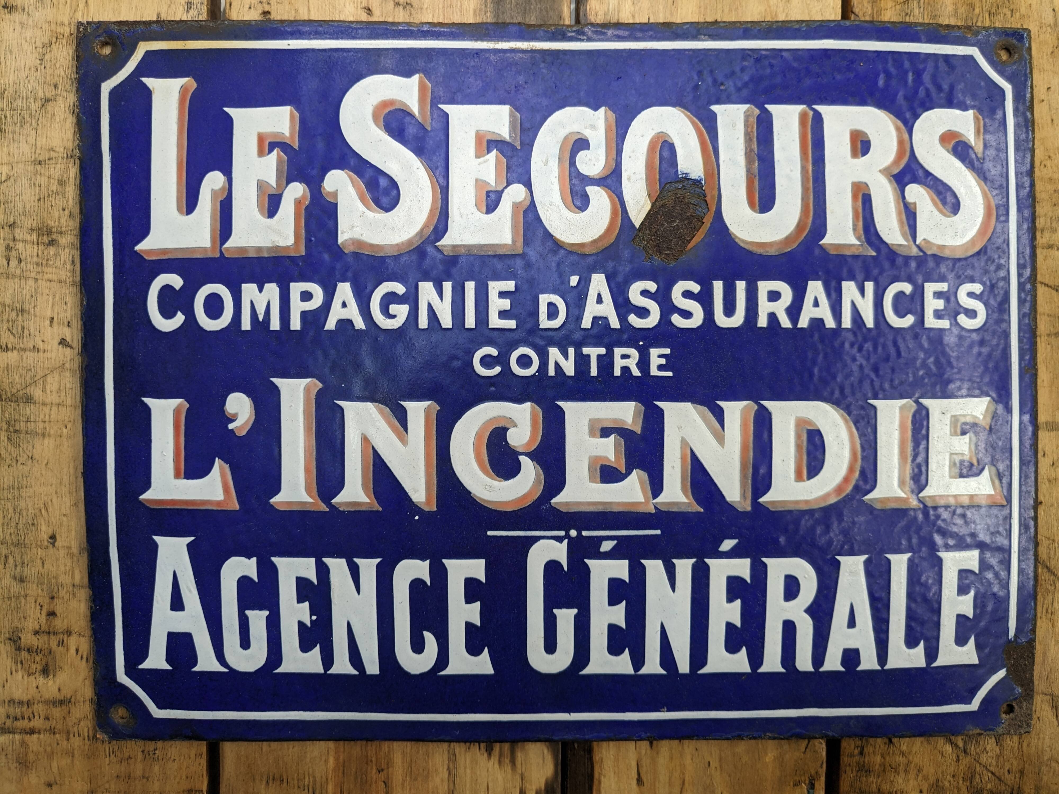 Enamelled plaque "The rescue" insurance company 1910/1920