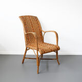 Fauteuil osier et rotin vintage
