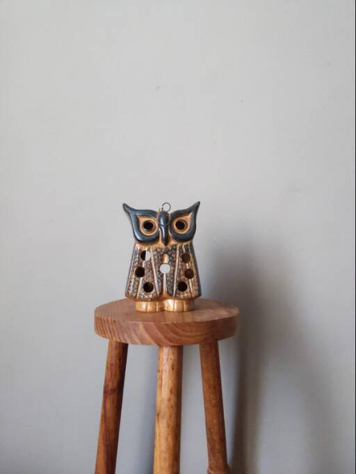 Owl tealight holder ceramic handmade owl candle holder brutalist