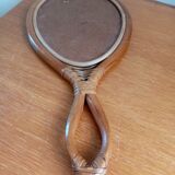Rattan hand mirror