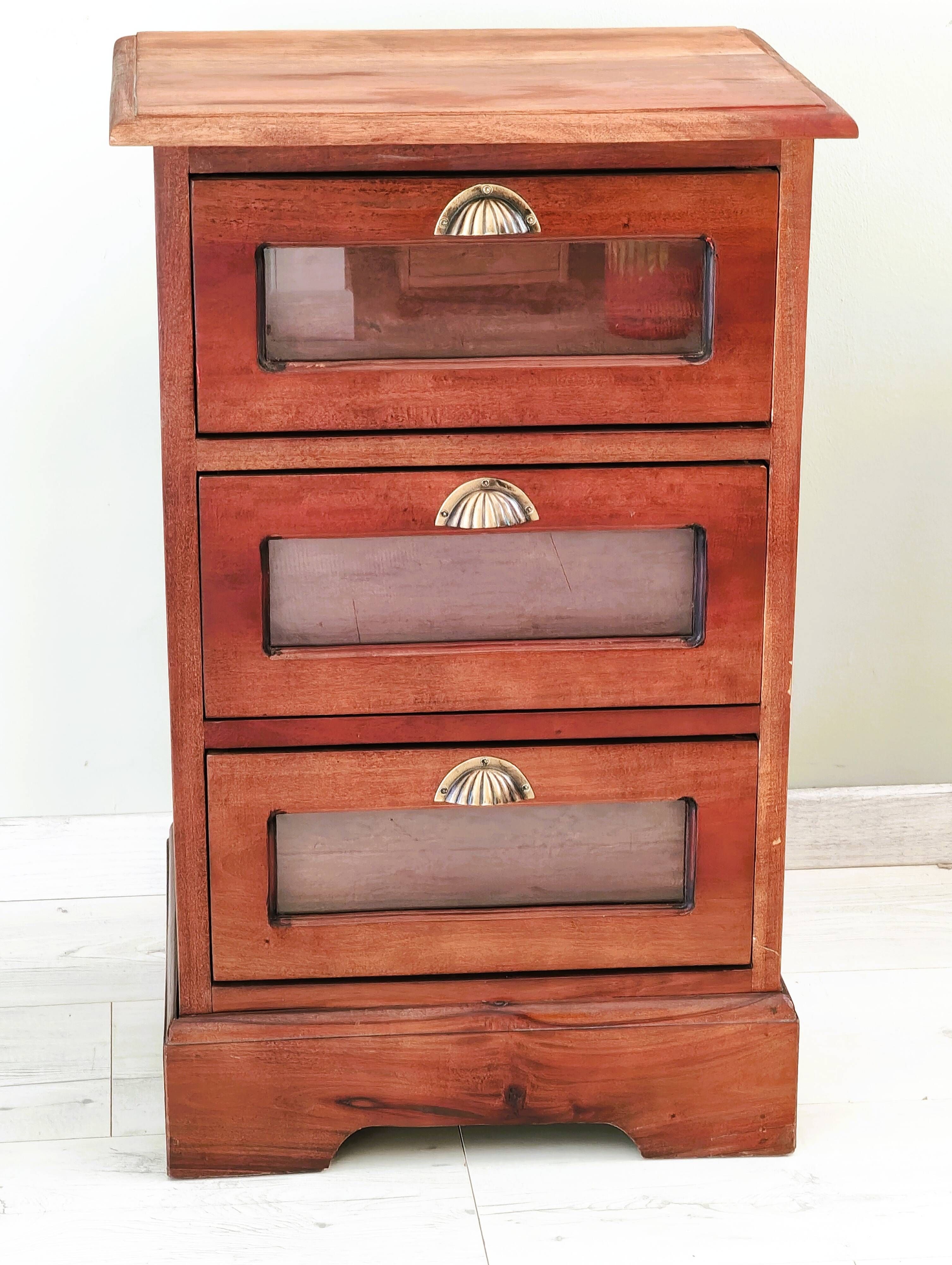 Meuble en bois ancien a 3 tiroirs esprit brocante chic