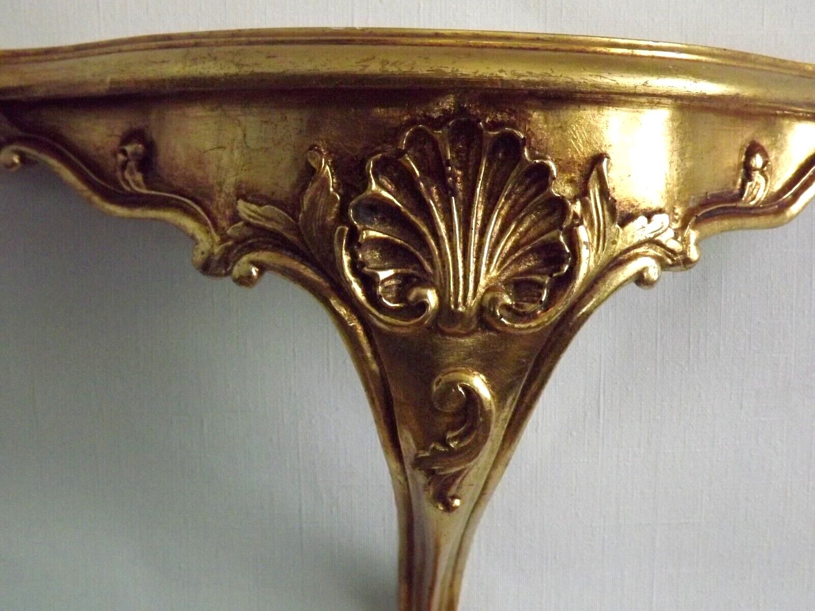 French vintage regency style gold resin half round console wall table 4022