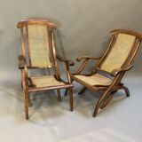Pair Edwardian Steamer Deck Chairs