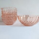 Set of 6 bowls and a salad bowl in Arcoroc Rosaline Vintage glass